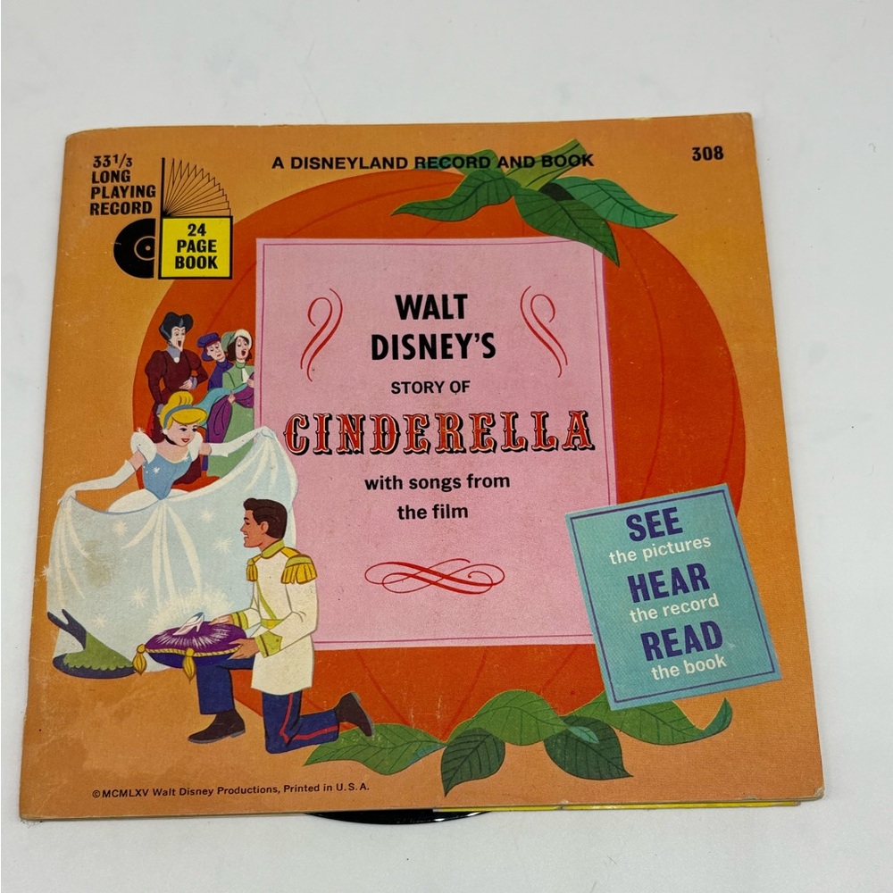 Vintage Disneyland Record and Book Set - Cinderella